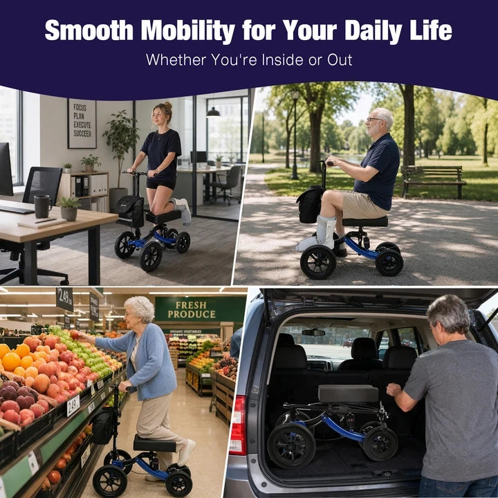 All Terrain Knee Scooter for Foot Injuries, 15" Big Knee Pad