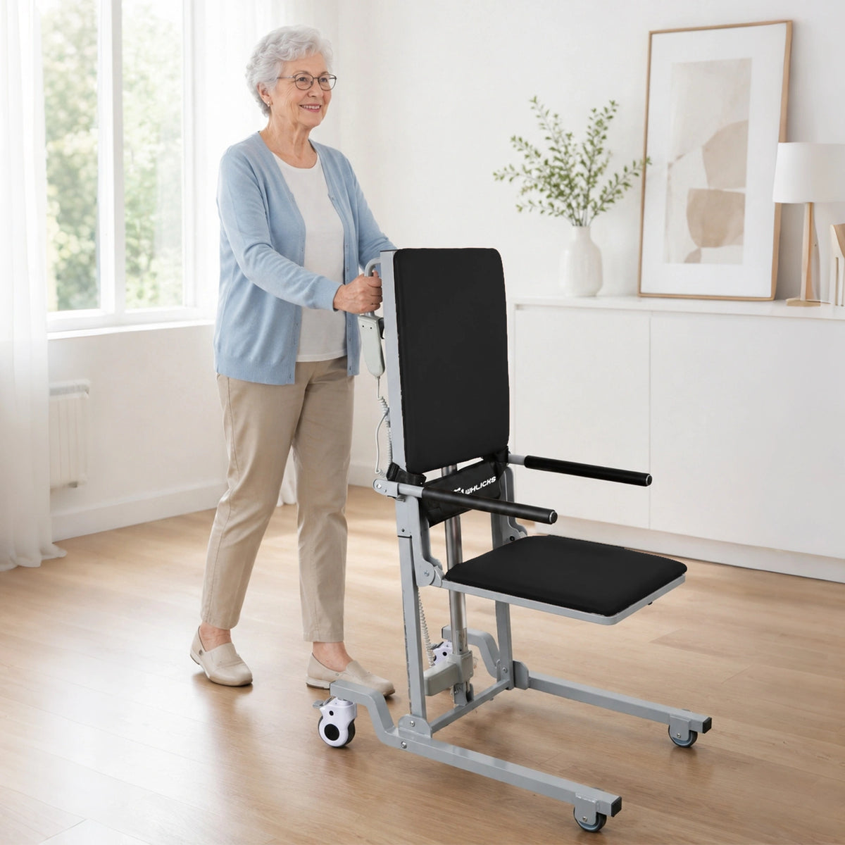 Electric Floor Lift Chair, Height-Adjustable Patient Transfer Chair, 330 lb