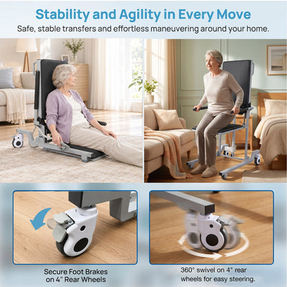 Electric Floor Lift Chair, Height-Adjustable Patient Transfer Chair, 330 lb