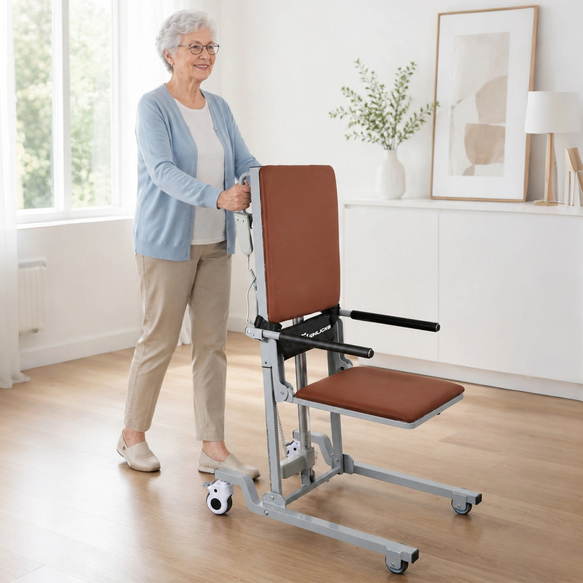 Electric Floor Lift Chair, Height-Adjustable Patient Transfer Chair, 330 lb