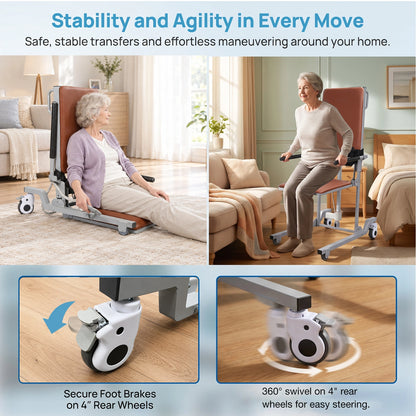 Electric Floor Lift Chair, Height-Adjustable Patient Transfer Chair, 330 lb