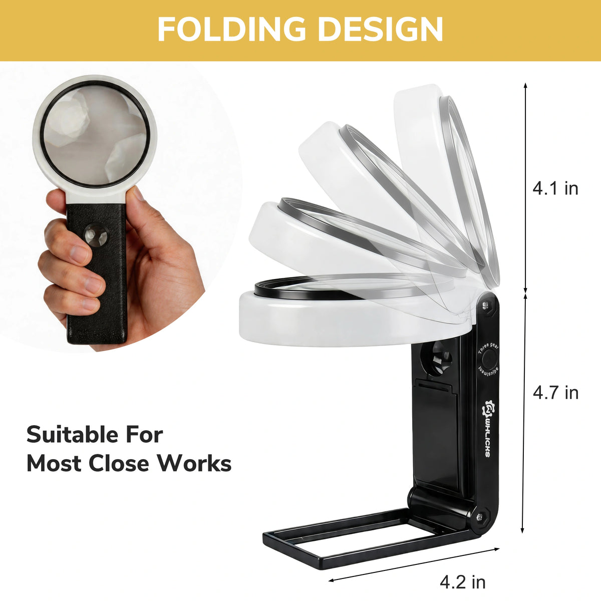 10X/25X Magnifying Glass with Light & Foldable Stand, 32 LEDs