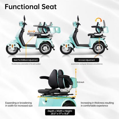 Mobility Scooters for Seniors All Terrain Heavy-duty Long Range Power Travel Scooter