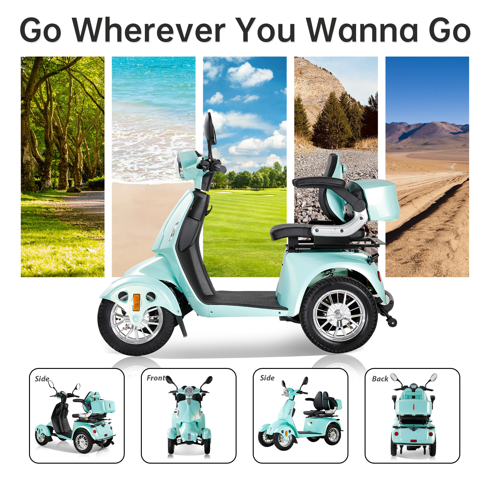 Mobility Scooters for Seniors All Terrain Heavy-duty Long Range Power Travel Scooter