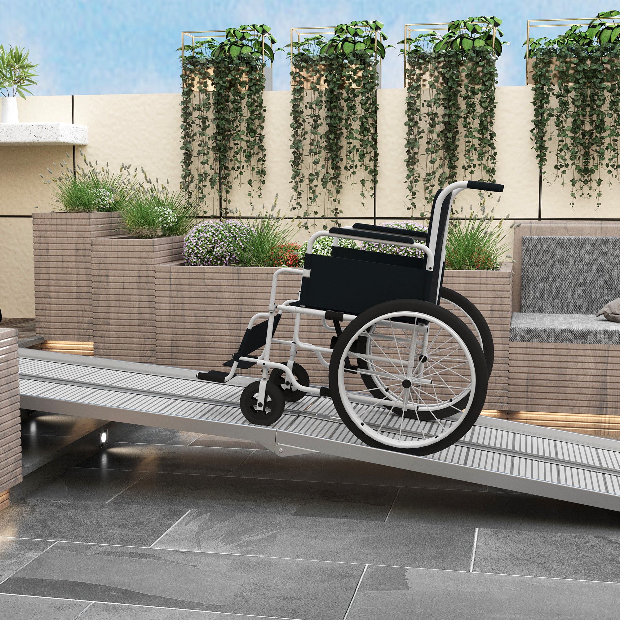 Tragbare Rollstuhlrampe – 3m faltbare Aluminiumrampe für Zuhause & Fahrzeuge