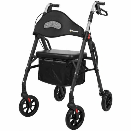 Adjustable Rollator Walker with Padded Seat & Backrest, 350 lb Capacity