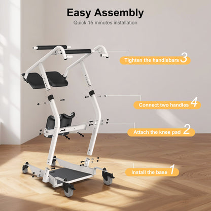 Home gym equipment with assembly instructions on a wooden floor.