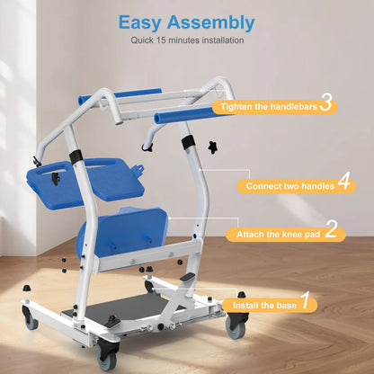 Heavy-Duty Sit-to-Stand Transfer Lift with Adjustable Base