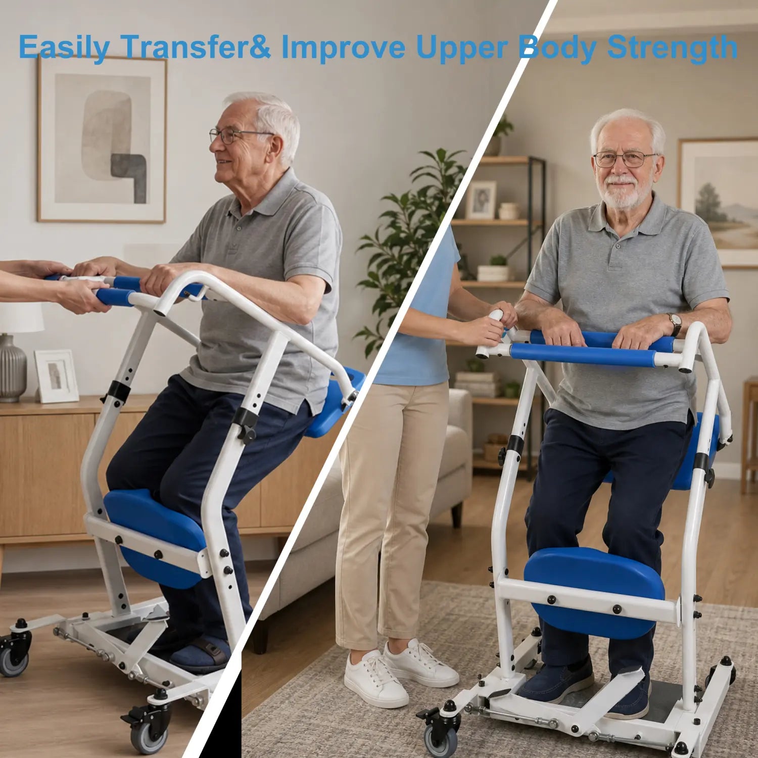Heavy-Duty Sit-to-Stand Transfer Lift with Adjustable Base