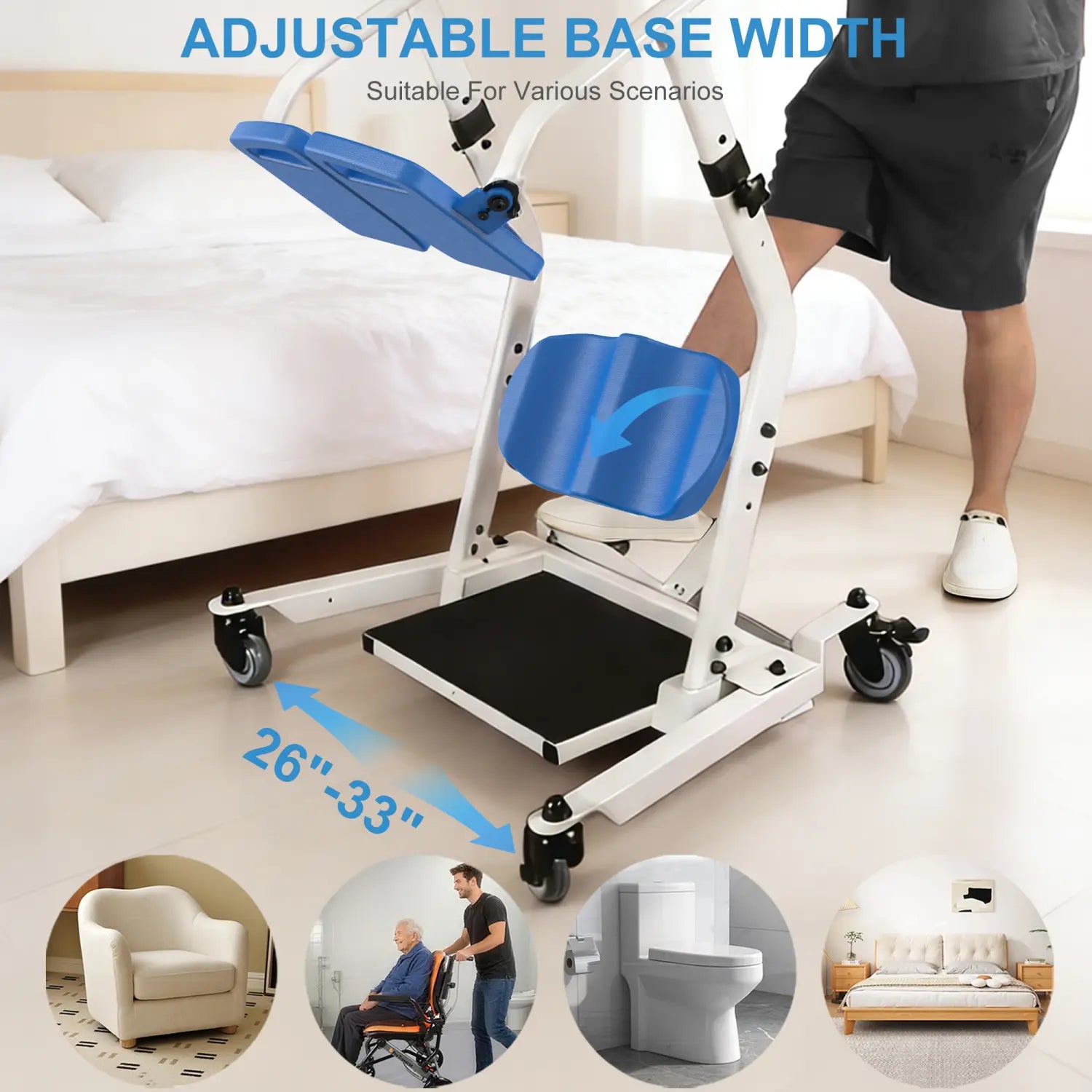 Heavy-Duty Sit-to-Stand Transfer Lift with Adjustable Base