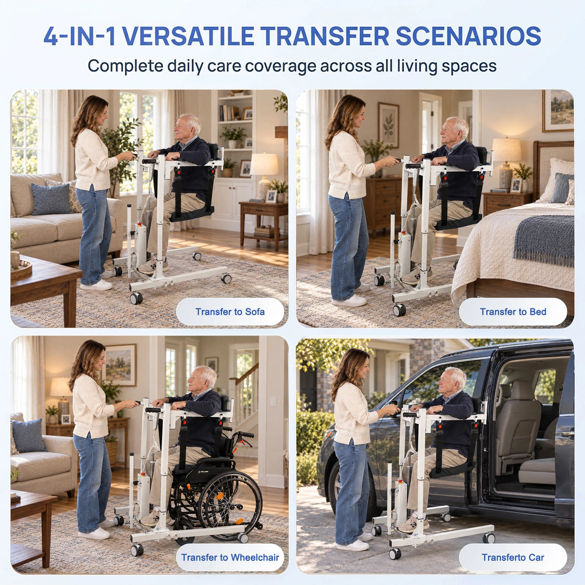 Electric Transfer Lift Chair with Remote Control for Seniors, 265 lb Capacity