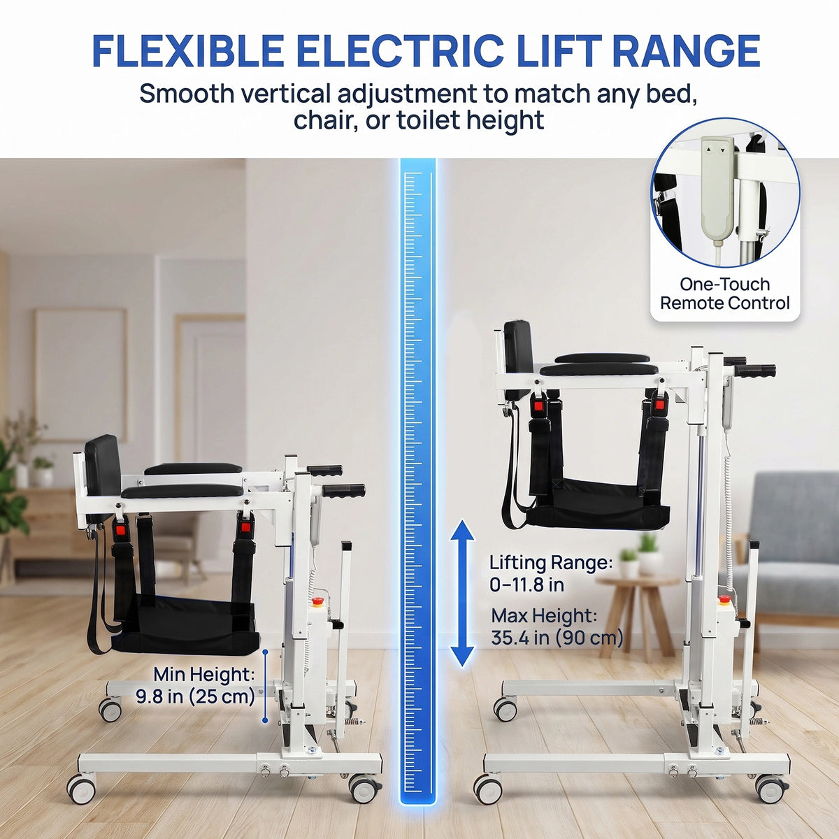 Electric Transfer Lift Chair with Remote Control for Seniors, 265 lb Capacity