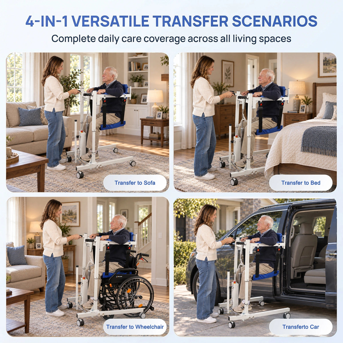Electric Transfer Lift Chair with Remote Height Control-Padded & Adjustable
