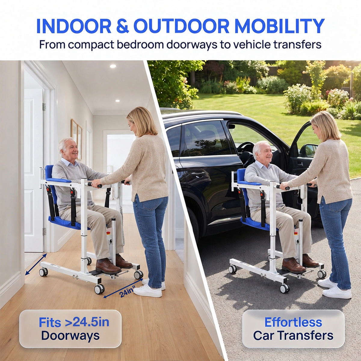 Electric Transfer Lift Chair with Remote Height Control-Padded & Adjustable