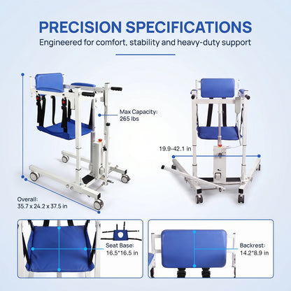 Electric Transfer Lift Chair with Remote Height Control-Padded & Adjustable