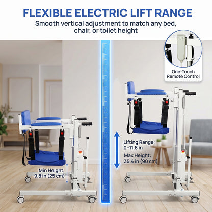Electric Transfer Lift Chair with Remote Height Control-Padded & Adjustable