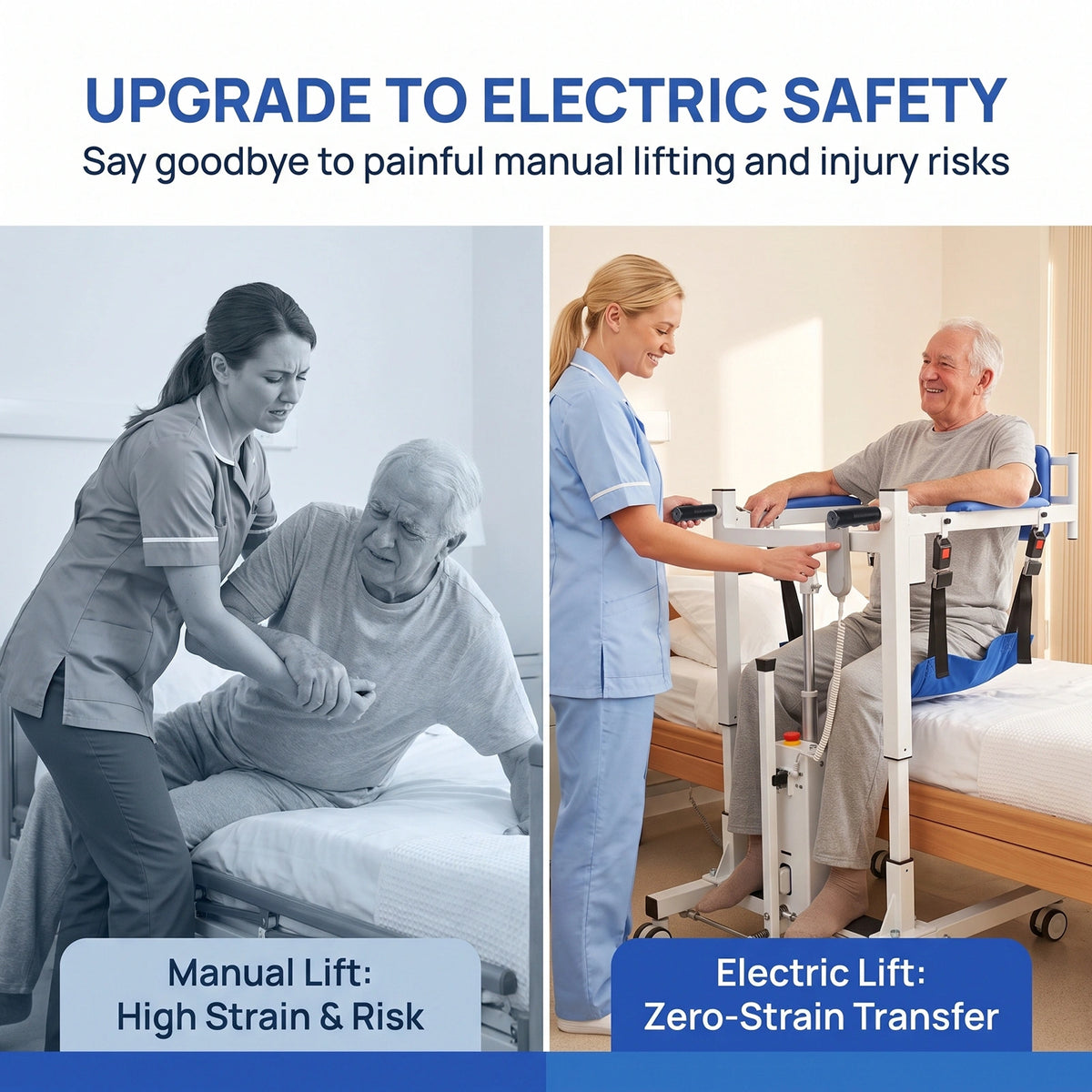 Electric Transfer Lift Chair with Remote Height Control-Padded & Adjustable