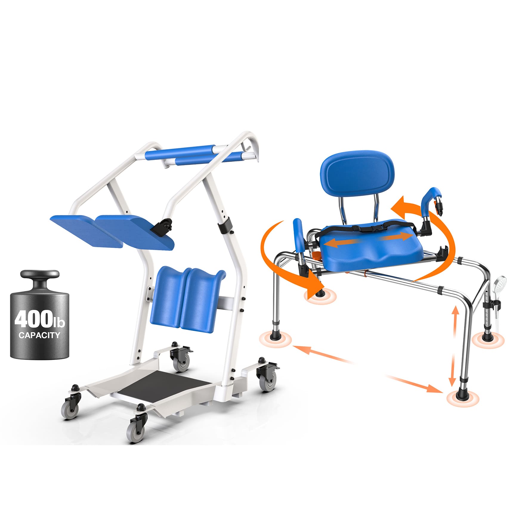 WHLICKS Sit-to-Stand Lift & Premium Swivel Shower Chair Bundle