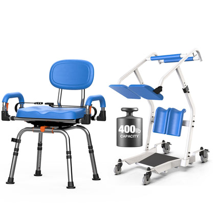 WHLICKS Sit-to-Stand Lift & Versatile Swivel Shower Chair Bundle