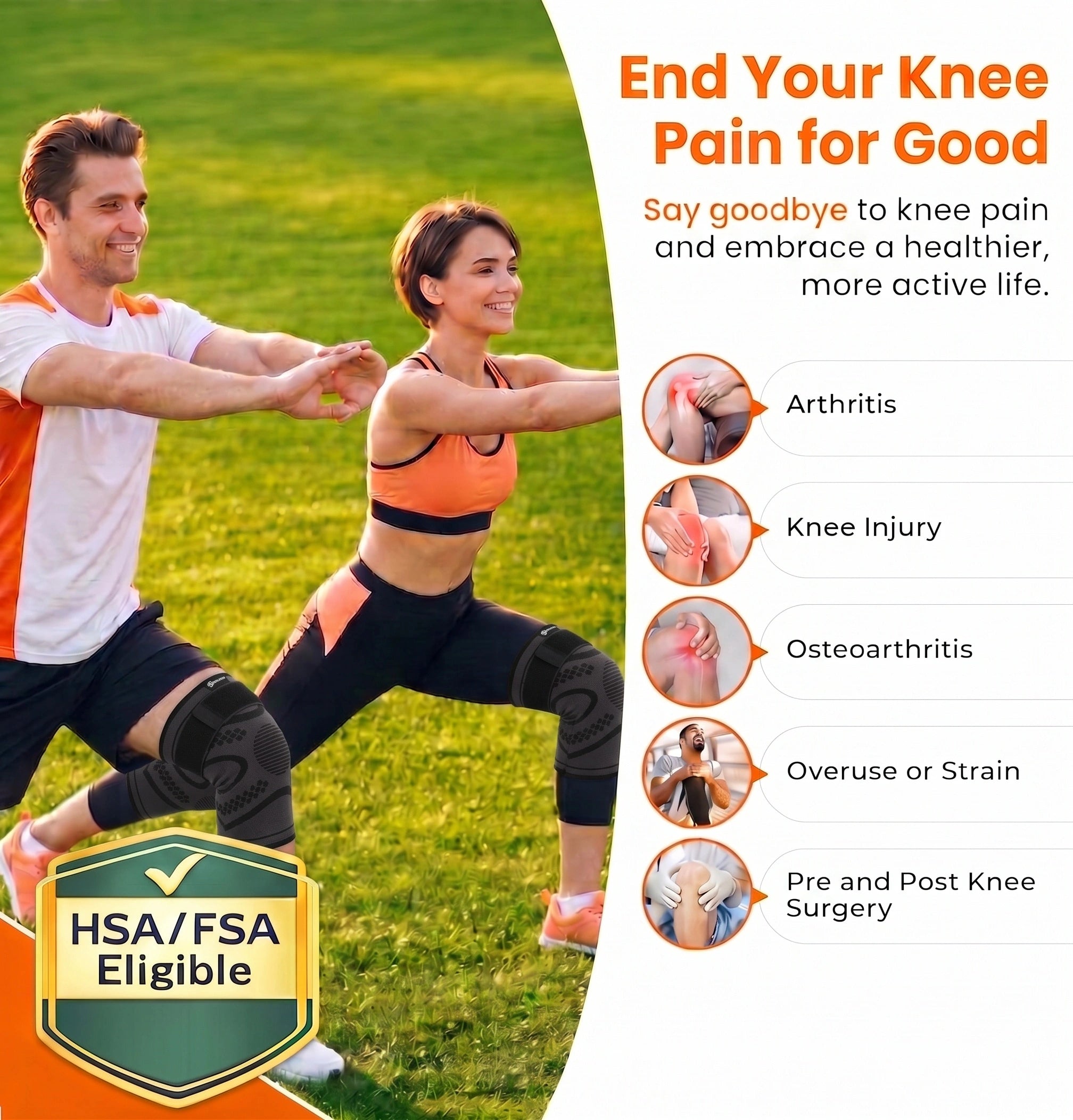 Knee Braces for Women & Men with Compression Straps