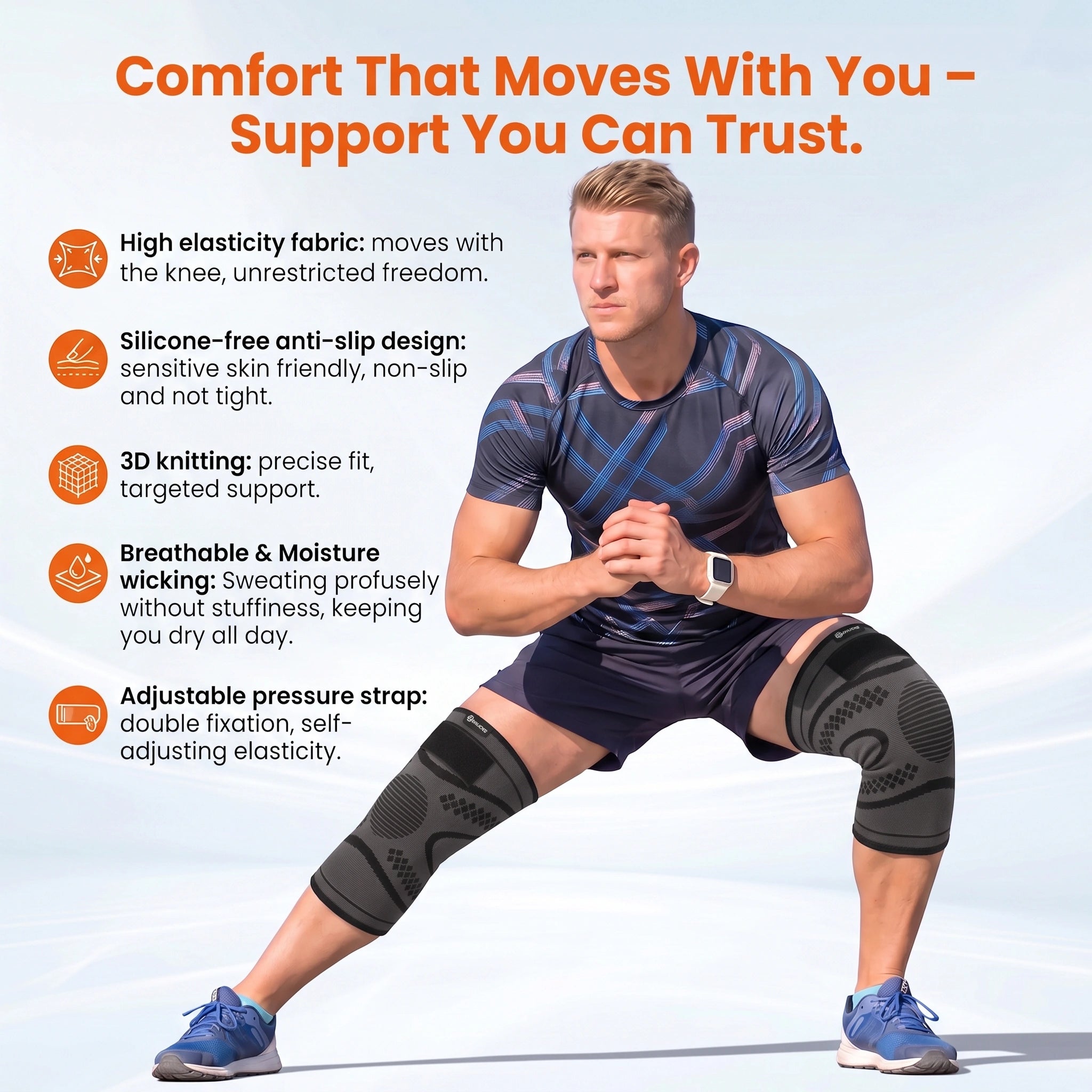 Knee Braces for Women & Men with Compression Straps