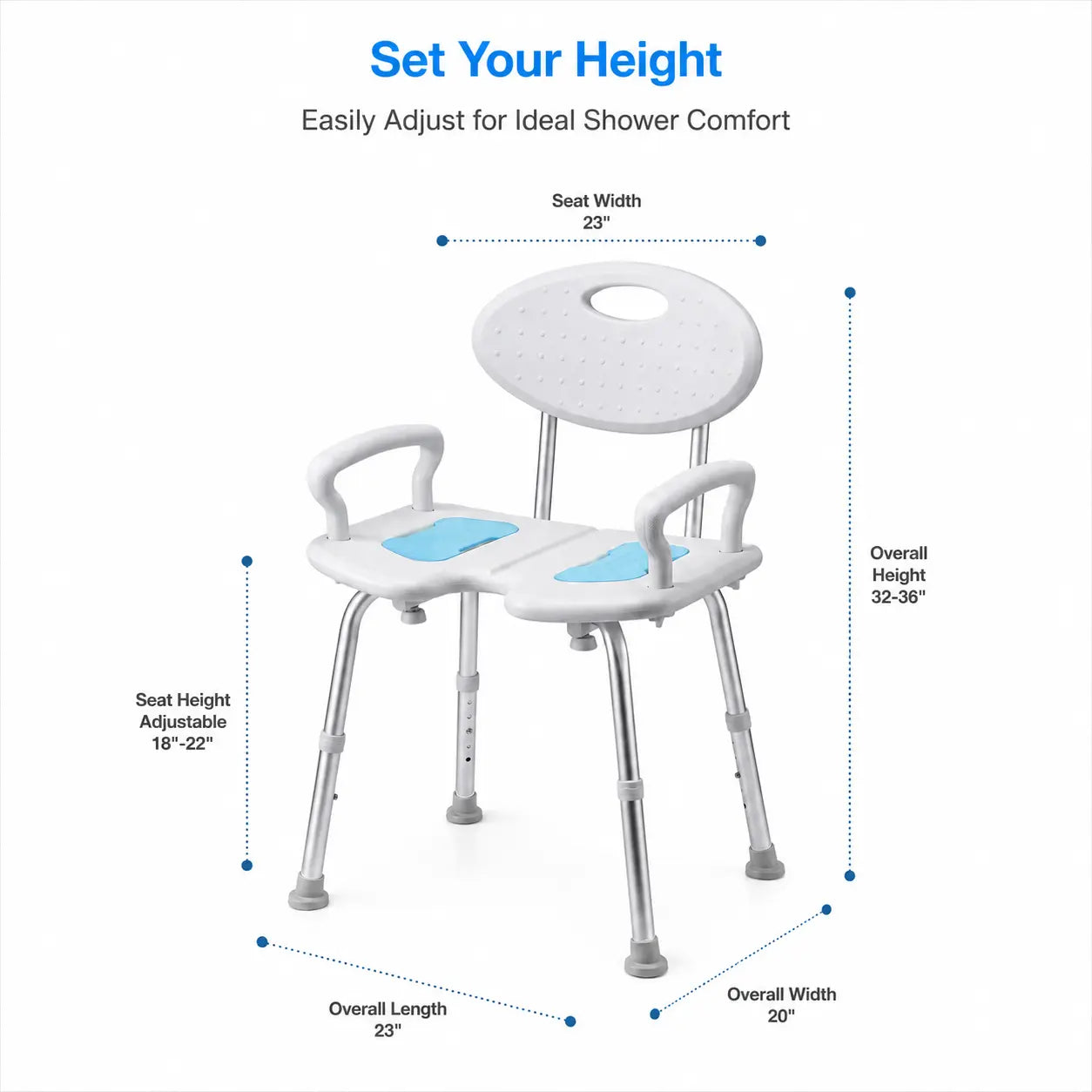 Extra-Wide Adjustable Shower Chairs for Seniors & Bariatric Users