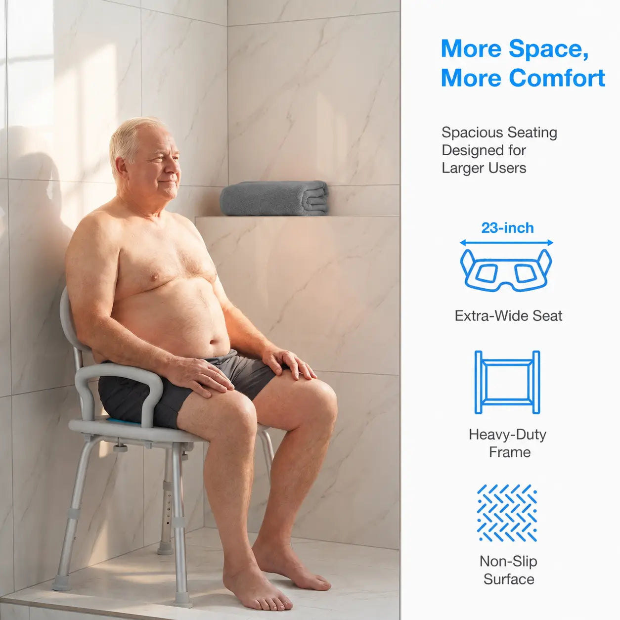 Extra-Wide Adjustable Shower Chairs for Seniors & Bariatric Users