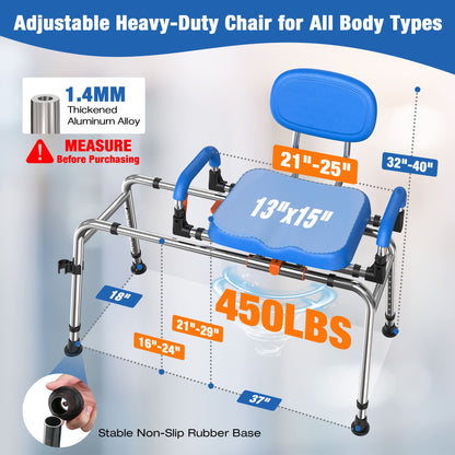 Premium Swivel Shower Chair – 360° Sliding, Adjustable Bath Bench for Home & Bathroom Use