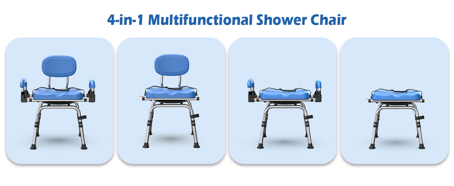 Whlicks shower chair is a 4-in-1 multi functional shower chair