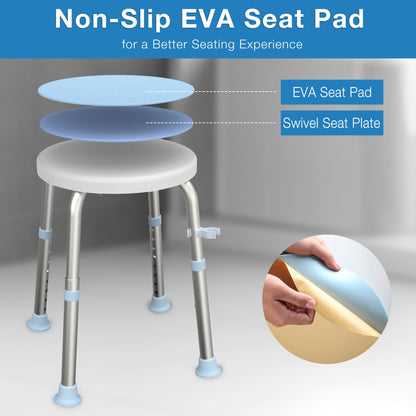 Whlicks Swivel Shower Stool – Adjustable Bath Chair for Seniors & Injury Recovery