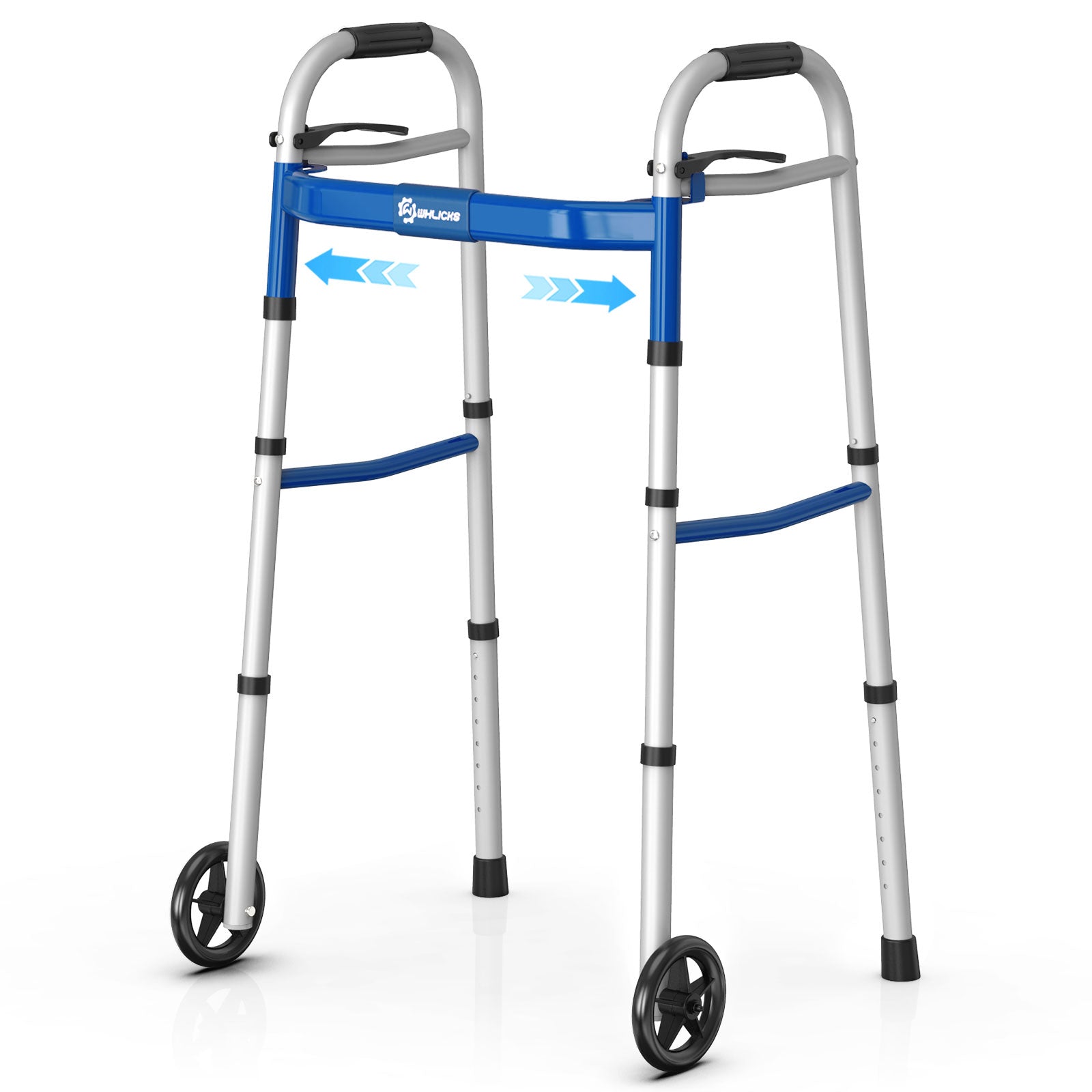 Narrow Folding Walker with Wheels – Lightweight Adjustable Aluminum Walker for Seniors & Disabled