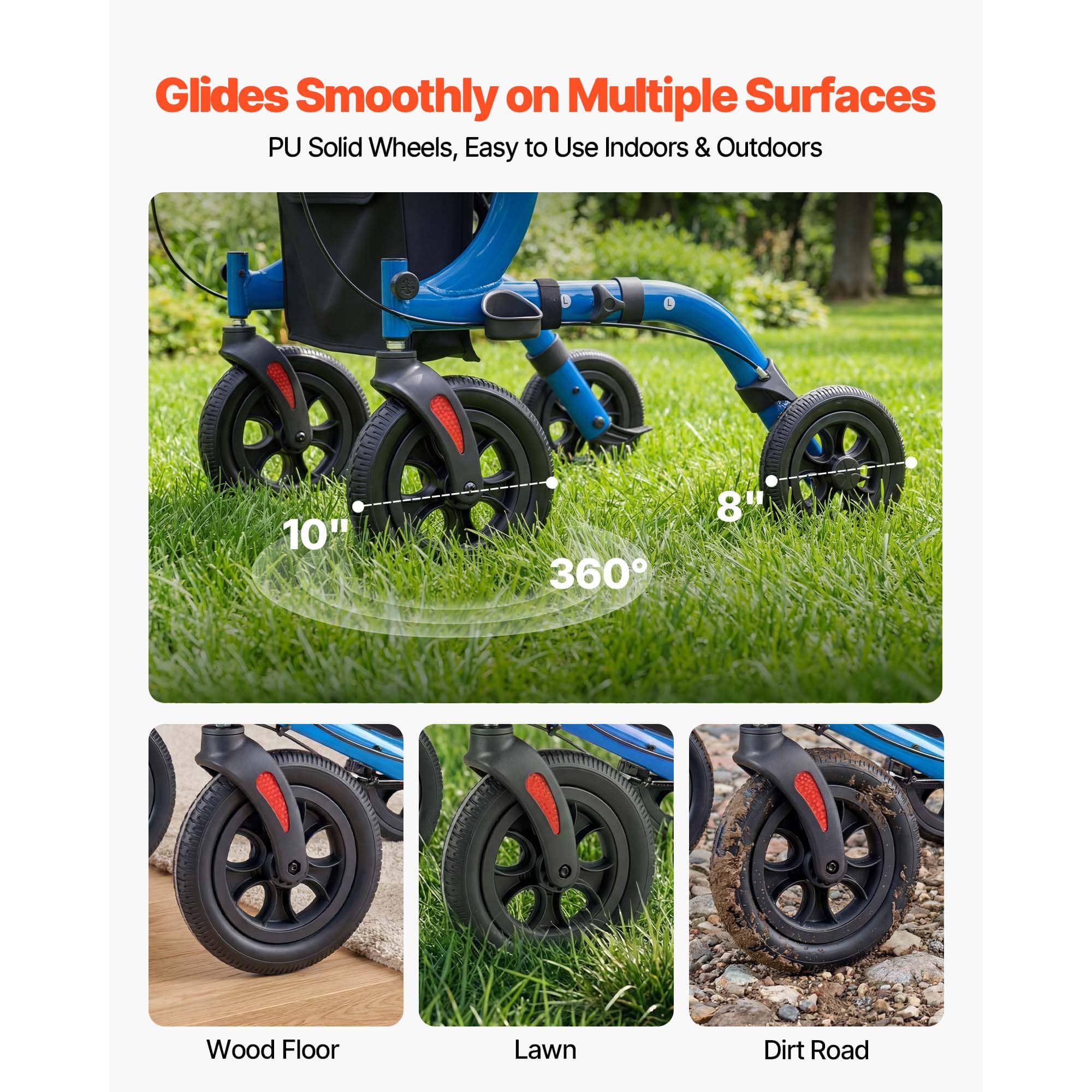 All-Terrain 2-in-1 Rollator Walker with Seat