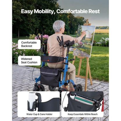 All-Terrain 2-in-1 Rollator Walker with Seat