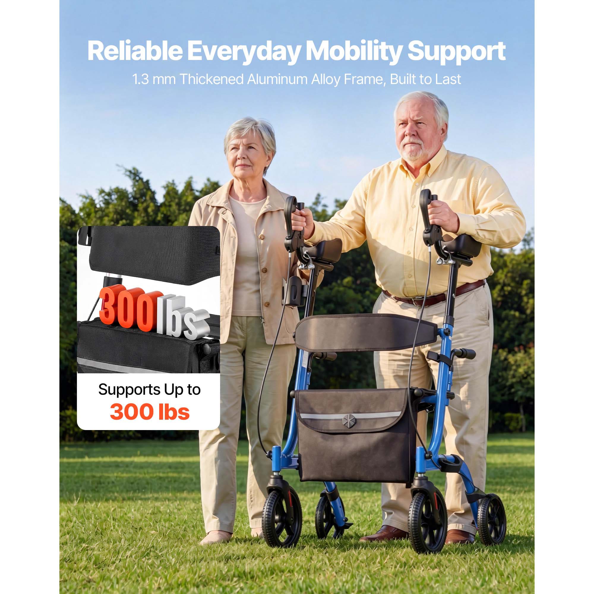 All-Terrain 2-in-1 Rollator Walker with Seat