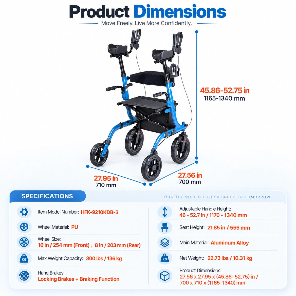 All-Terrain Upright Rollator Walker & 2-in-1 Transport Chair Combo for Seniors