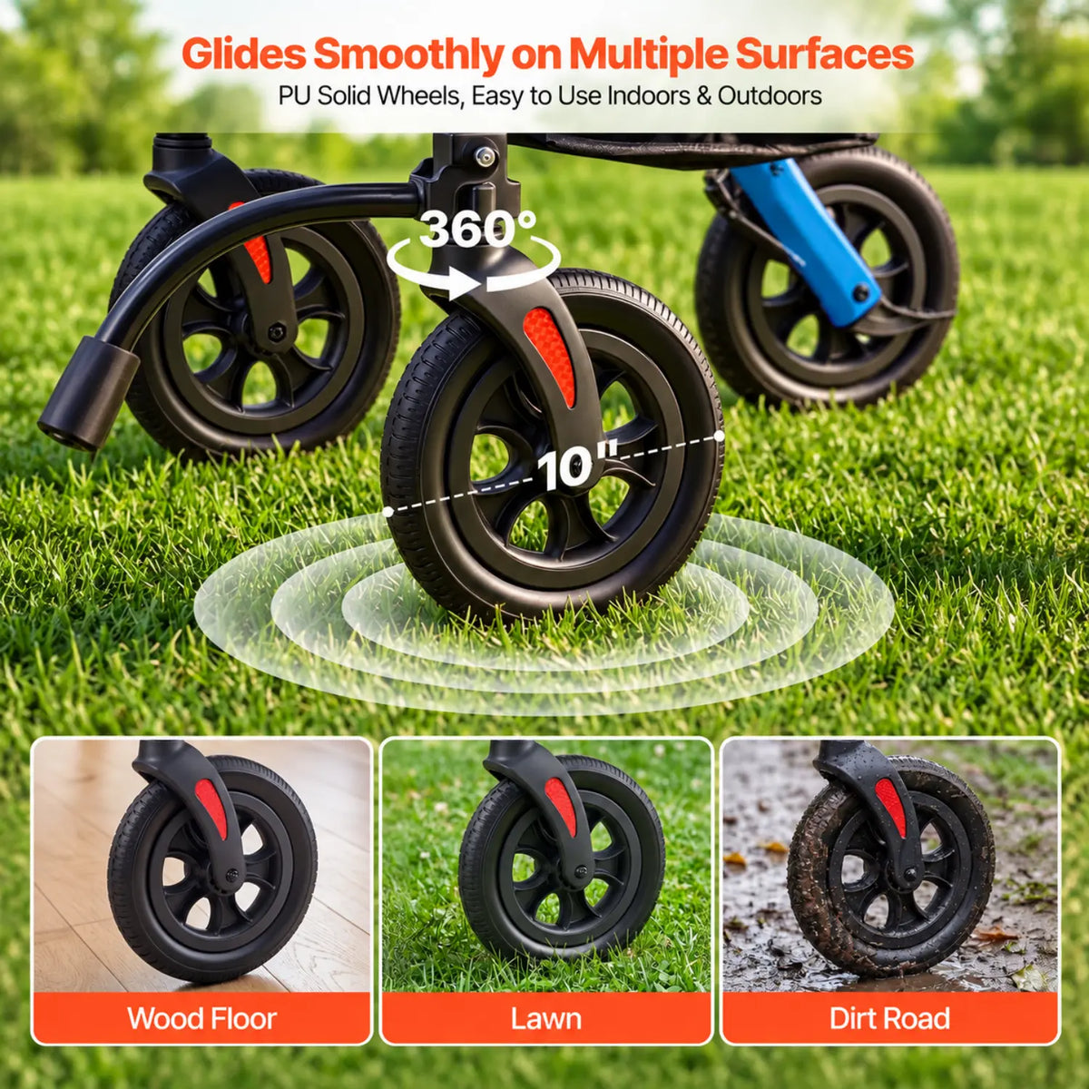Lightweight 2-in-1 Rollator Walker & Transport Chair