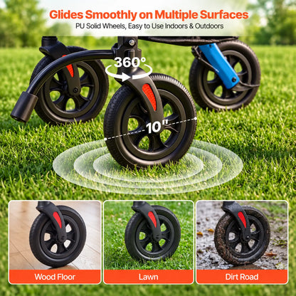 Lightweight 2-in-1 Rollator Walker & Transport Chair