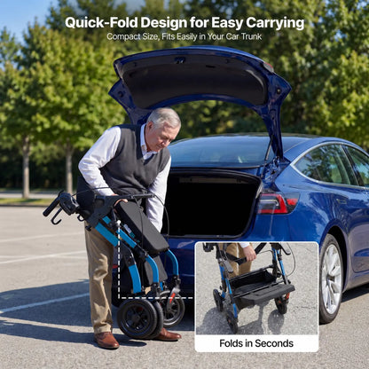Lightweight 2-in-1 Rollator Walker & Transport Chair