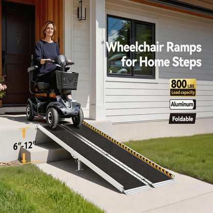 Portable 6-10FT Aluminum Ramp for Wheelchairs & Mobility Scooters