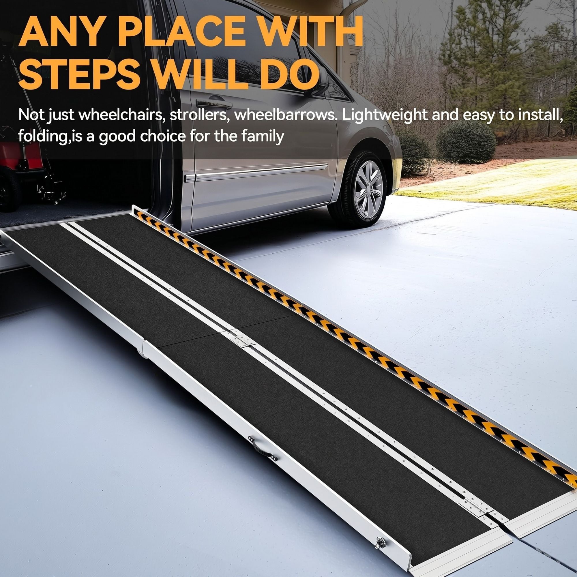 Portable 4-10FT Aluminum Ramp for Wheelchairs & Mobility Scooters