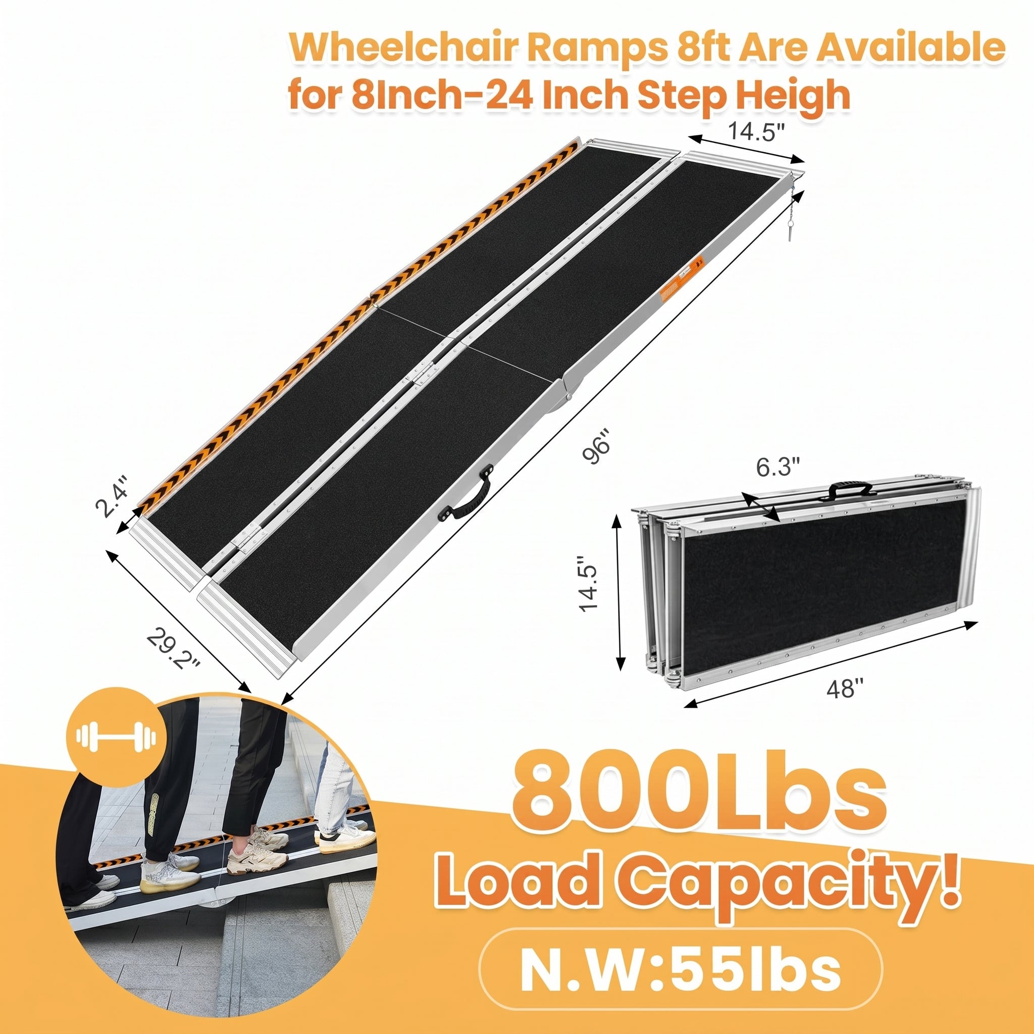 Portable 6-10FT Aluminum Ramp for Wheelchairs & Mobility Scooters