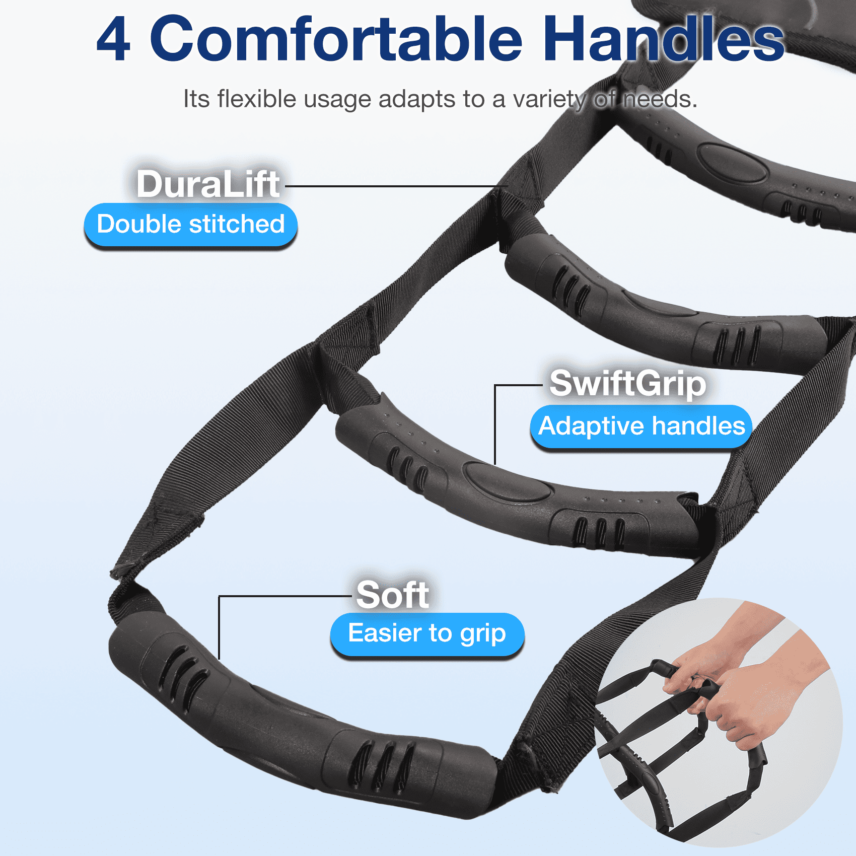 Transfer Sling with Assist Handles for Safe & Stable Patient Transfers