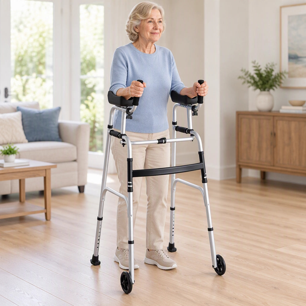 Vevor Premium 2-in-1 faltbarer Gehwagen mit Armlehnen