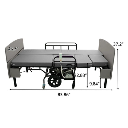 3-in-1 Electric Nursing Bed for Seniors with Wheelchair & Stretcher