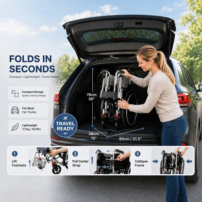 3-in-1 Self-Propelled Shower Commode Wheelchair