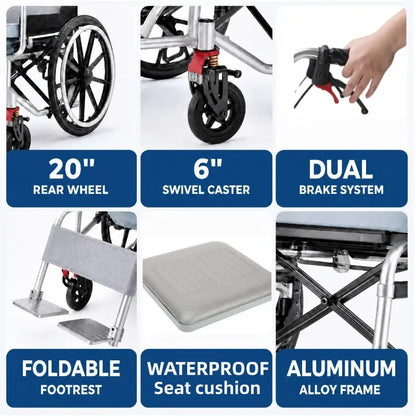 3-in-1 Self-Propelled Shower Commode Wheelchair