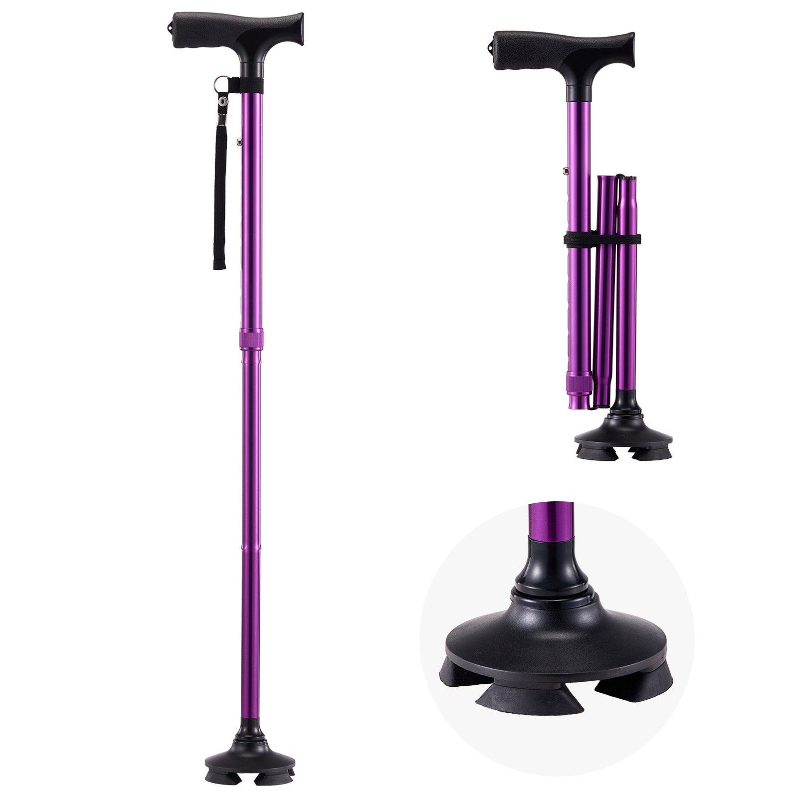 Adjustable Walking Cane with 4-Prong Base – Stable, Lightweight & All ...