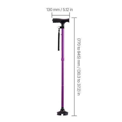 Vevor Adjustable 4-Prong Walking Cane – Stable & Lightweight Mobility Aid