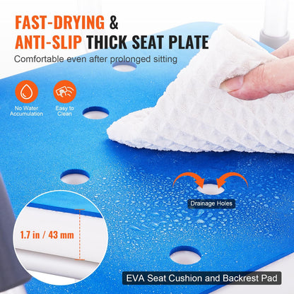 360° Swivel Shower Chair, 400lbs Adjustable Bath Seat for Seniors
