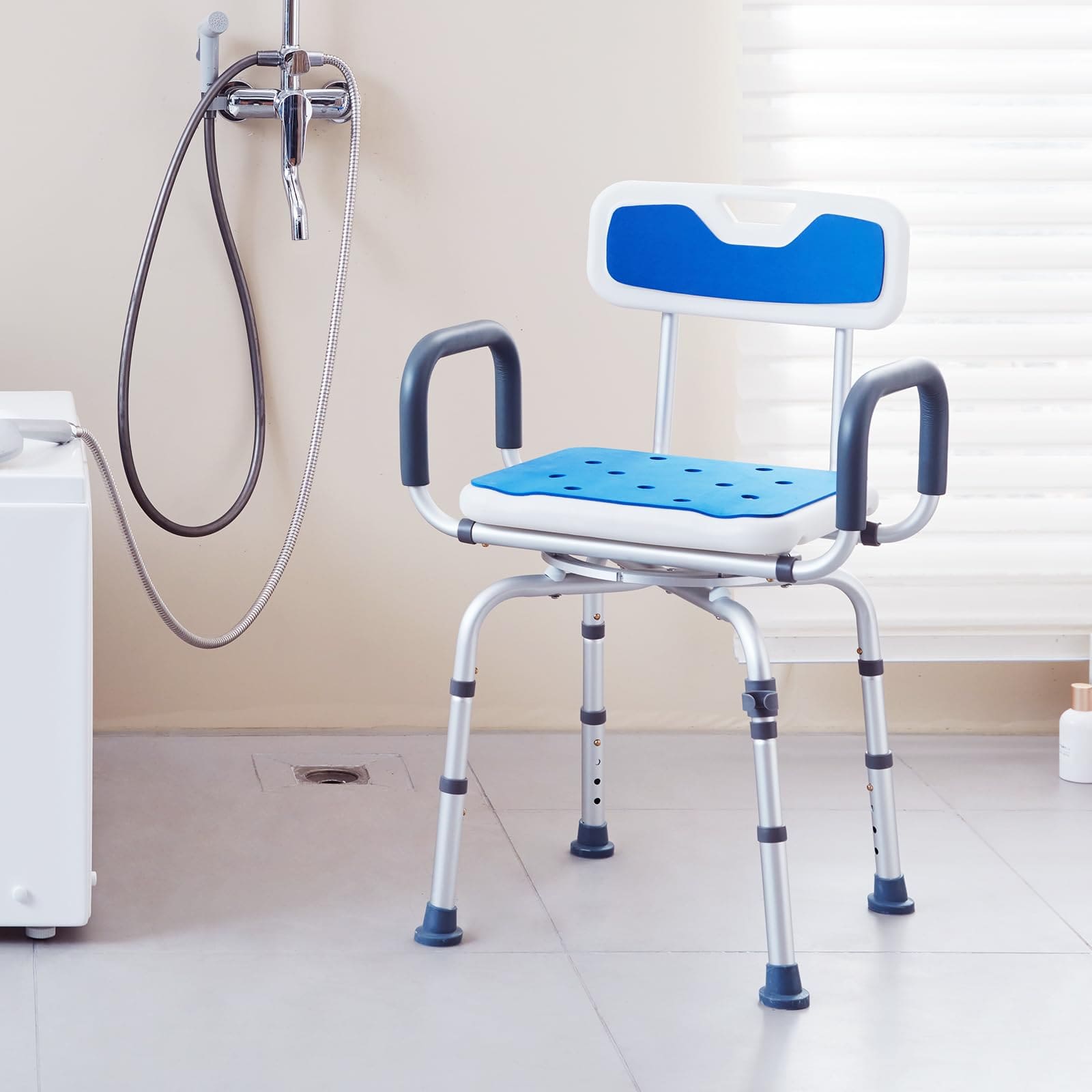 360° Swivel Shower Chair, 400lbs Adjustable Bath Seat for Seniors